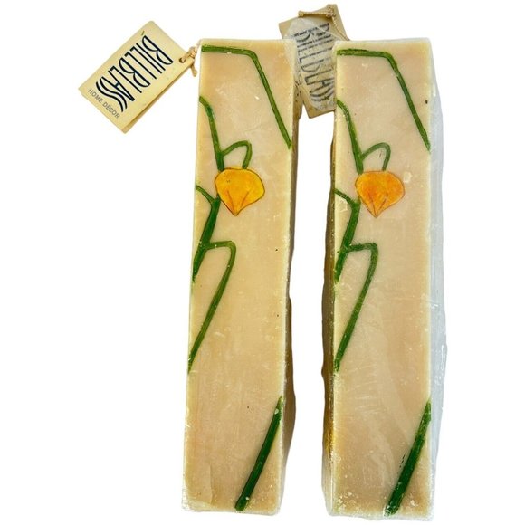 Vintage Pair of Bill Blass Home Decor Square Pillar Candle 10 Inch Tall Unburned - Picture 4 of 11